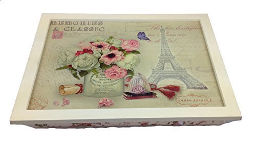 GMMHCountry House Lap Tray Laptop Table Paris Bamboo Mat Folding Table Bed Tray/Breakfast Tray/Serving Tray Table