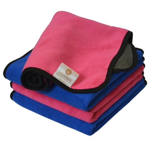 Image of MUSHIES 800 GSM Microfiber Cloth (40x40 cm, Pack of 4) Double Layered Highly Absorbent Heavy Plush Microfibre Towel Cloth for Car Cleaning, Washing, Drying, Polishing & Detailing (Pink /Blue)