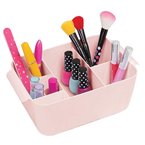 Preisvergleich Produktbild mDesign Schminkaufbewahrung für Wasch- oder Schminktische kleine Aufbewahrungsbox aus BPA-freiem Kunststoff für Make-up moderner Kosmetik Organizer mit 8 Fächern rosa