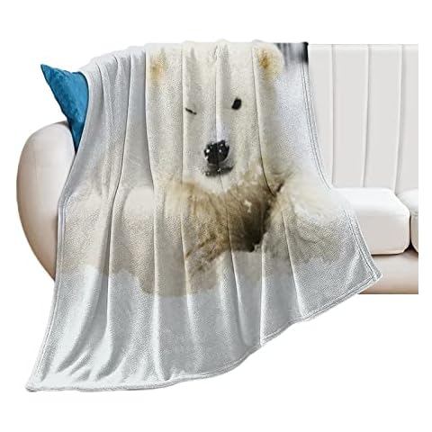Higoss Polar Bears Decorative Blanket Flannel Fleece Soft Lightweight Air Conditioning Throw Blanket Warmth for Couch Bed Sofa Chair Travelling (70"x80") Cover