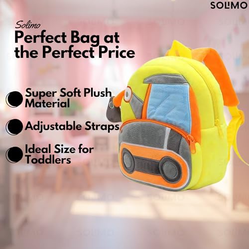 Image of Amazon Brand - Solimo School Bag for Kids Boys and Girls, 14 Inch Small Backpack for Kid, 2-6 Year Old, Toddler, Unisex, Picnic, Casual, Travel, Birthday,Gift For Kids (Exacator)