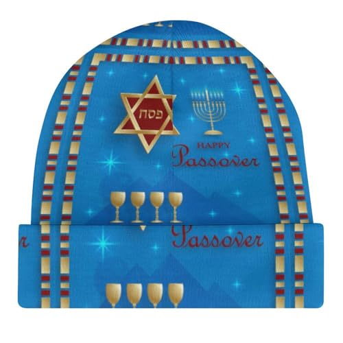 Happy Traditional Jewish Passover Kids Beanie Hat for for Girls Boys Children Cap Winter Knitted Chemo Cancer Headwear Accessories Gifts Decoration Black4
