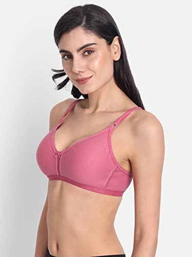Image of Women's Full Coverage Cotton Blend Bra | Wired Free Lightly Padded Everyday Wear Bras | Soft Breathable Comfortable T-Shirt Bra | Adjustable Straps Lightweight Daily Inner wear for Women Pack of 2
