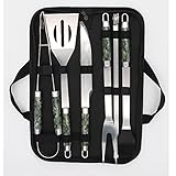 R & Febe, 9 PCS Outdoor Household Stainless Steel BBQ Tools Barbecue Tool Set and Soft Apron with Oxford Bags, BBQ Tool Set Stainless Steel Barbecue Grilling Utensils Grill Tool Set