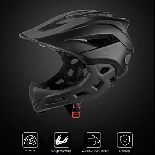 Casco integrale per bambini con mentoniera rimovibile (nero) | Casco integrale per bambini, BMX, 2 in 1, per bambini, per skateboard, scooter, pattinaggio, ciclismo