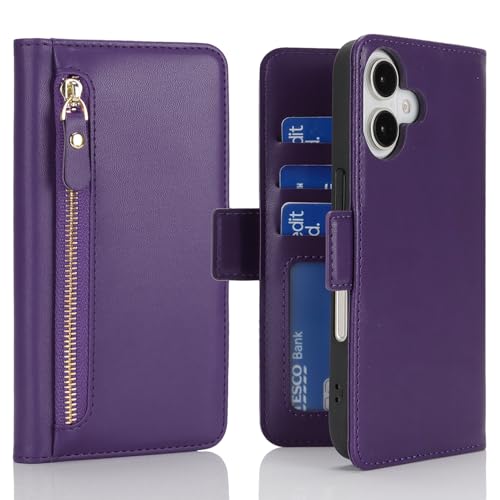 Ｈａｖａｙａ Zipper Wallet Case for iPhone 16 - Deep Purple