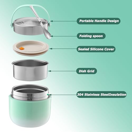 BUCOMTU Thermobehälter für Essen 1200ml Kapazität Warmhaltebehälter Essen Thermoschüssel mit Deckel… – Ansicht 2