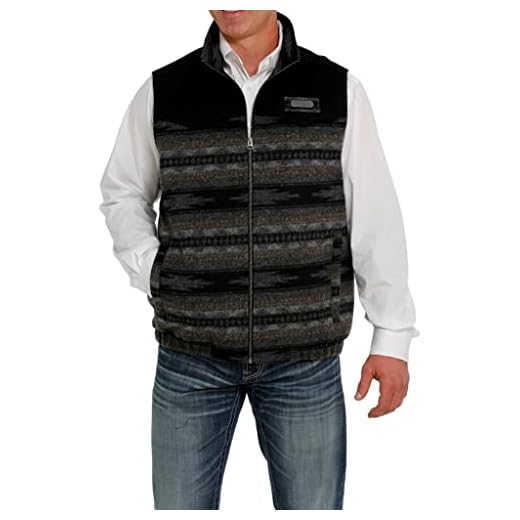 Cinch Men's Southwestern Stripe Concealed Carry Zip-Front Wool Vest Black X-Large