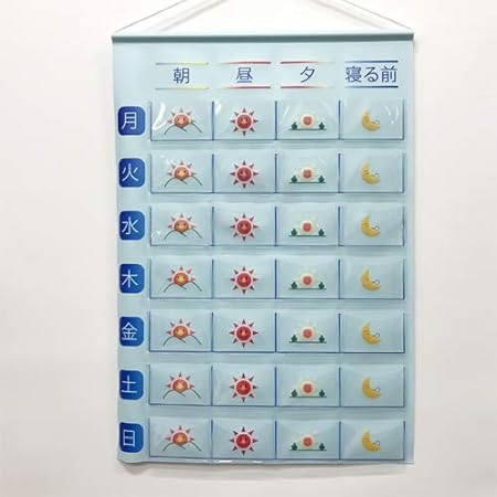 Amazon お薬カレンダージュニアカラー 1週間分 片面タイプ 規則正しい服用のために ご家族 薬局さんや介護施設さんなどに １日４回ok 飲み忘れを防ぐ 壁掛けお薬カレンダージュニア 1週間分 片面タイプ ビニール工房 服薬管理 補助