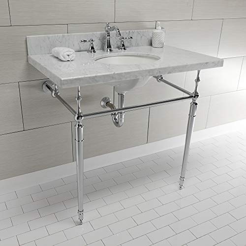 Kingston Brass Kvpb3622M81 Edwardian Console Sink, Marble White/Polished Chrome #TOP3