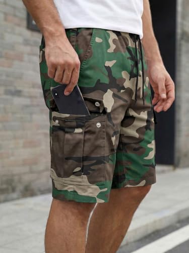 Image of JMIERR Mens Casual Cotton Twill Cargo Shorts Drawstring Classic Chino Stretch Short with 6 Pockets
