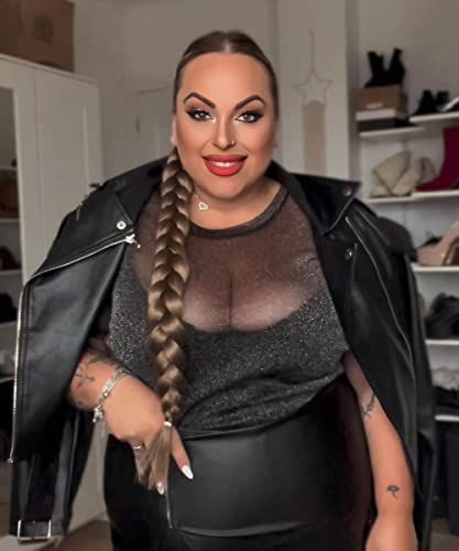 RITERA Plus Size Mesh Tops for Women Sexy Short Sleeve Sheer Fishnet Shirts Black Tshirts Blouses XL-5XL2