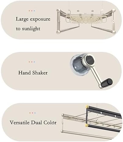 Ceiling Drying Rack Lifting Clothes Hanger Hand Crank Household Clothes Hanger Manual Clothes Hanger Balcony Telescopic Automatic Clothes Hanger for Balcony, Bathroom to,