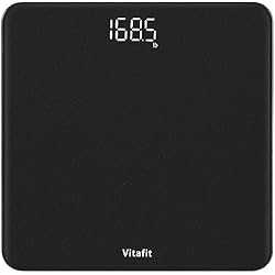 Basculas De Baño Originales Vitafit Báscula de Baño Digital, Profesional del Pesaje Desde 2001, Peso Corporal con Pantalla LED clara y Step-On, 3*Pilas AAA Incluidas, Spray Plata Negro