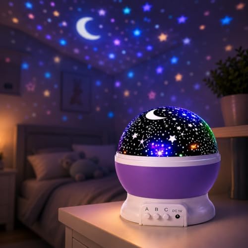 Luminária Projetor Estrela 360º, Abajur com Projeção de Galáxia (...