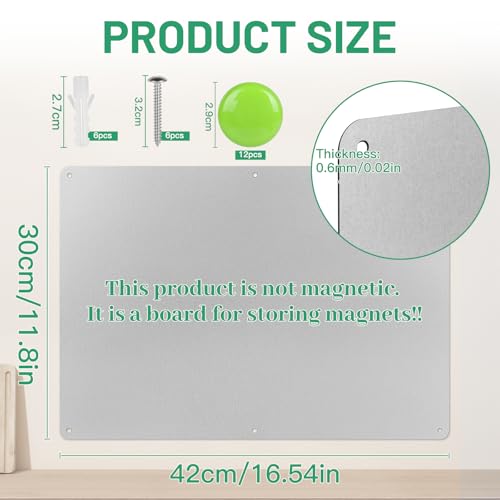 DBREAKS Magnetic Board 42 x 30 cm, Metal Magnetic Board as Memo Board, Magnetic Board with 12 Magnet - Image 3