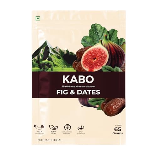 Image of KABO 25g Plant Protein Powder | 60+ Superfoods & 26 Vitamins & Minerals, Probiotics for Men & Women | India's First 3-in-1 Healthy Drink | Fig & Dates Flavour | 1 Pack (65g)