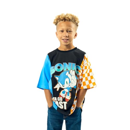Sonic The Hedgehog Gotta Go Fast Crew Neck Short Sleeve Boy's Colorblock T-Shirt