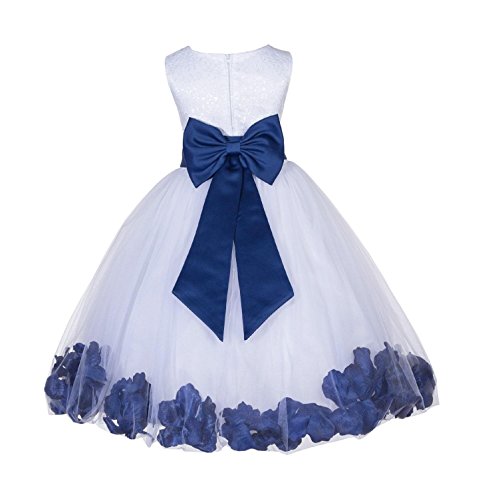 White Flower Girl Dress Lace Top Tulle Pink Navy Blue Orange Mercury R65T