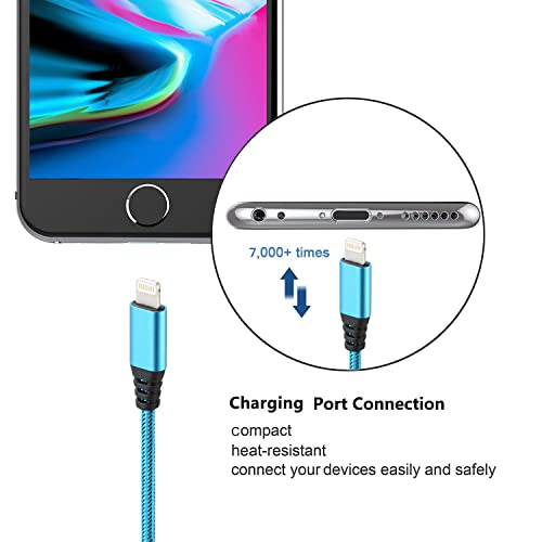 Aurnoet Iphone Charger 5Pack 10Ft Lightning Cable Nylon Braided Usb Cables Fast Charging Apple Mfi Certified Compatible With Iphone 14/13 Mini/14/13/12/11 Pro Max/Xr/Xs/8/7/Plus/6S/Se/Ipad #TOP1