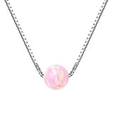 Sterling Silver 6mm Created Opal Choker Necklace - Choose Yellow Gold, Rose Gold, or Rhodium Finish