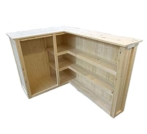 Drewniany Stół Barowy Ogrodowy Kształt L Półki