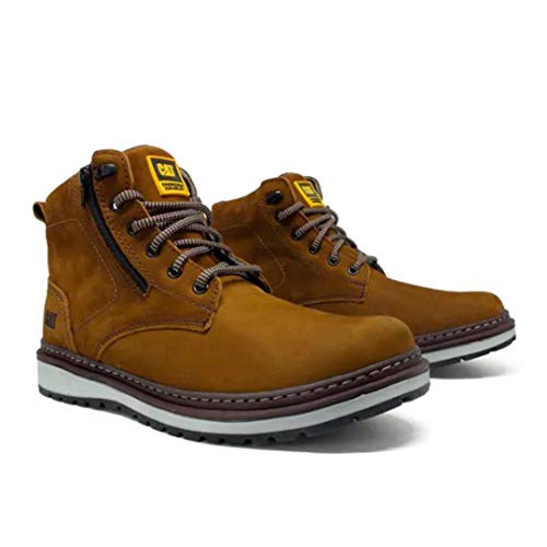 Botina Bota Couro Zíper Lateral Casual Marrom Claro (43)