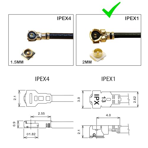 Image of WiFi Bluetooth Antenna 2 Pack & Pigtail 2 Pack, 5Ghz 2.4Ghz WiFi Card Antenna 3dBi, 8-Inch RP SMA-Female to IPEX1 /UFL Cable, for Mini PCIe Network Cards and Routers