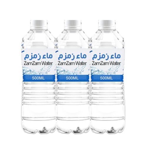 Zam Zam Makkah Al Mukarramah, Zemzem Suyu, Zamzam, eau de source, eau de fontaine, eau médicinale, 500 ml – Eau pure et naturelle de la ville sainte de La Mecque (lot de 3)