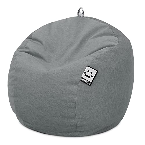 HAPPERS Puff Infantil Terciopelo Gris, Tejido Tacto Piel de melocotón