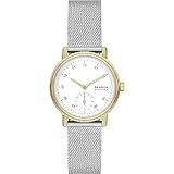 skagen herrenuhr slimline 233xlttn Rundes Edelstahlgehäuse mit weißem Zifferblatt.