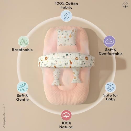 Image of StarAndDaisy Baby Carry Nest with Mosquito Net | Portable Baby Lounger for Infants (0-12 Months) | Foldable & Lightweight Travel Bed Soft & Breathable Fabric (Lion Print)
