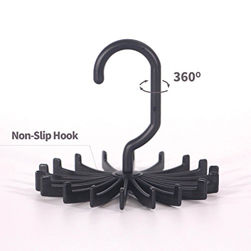 4 Pack Tie Rack Hanger Holder Hooks Organizer For Mens, 360 Degree Rotating Tie Racks, Black #TOP3