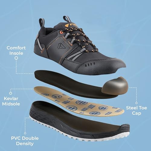 Image of FUEL Flute BIS 15298-3 Certified ISI Marked PVC Double Density with Kevlar Insole & Breathable Mesh in Steel Toe Cap (150J) Industrial Work Safety Shoes for Men
