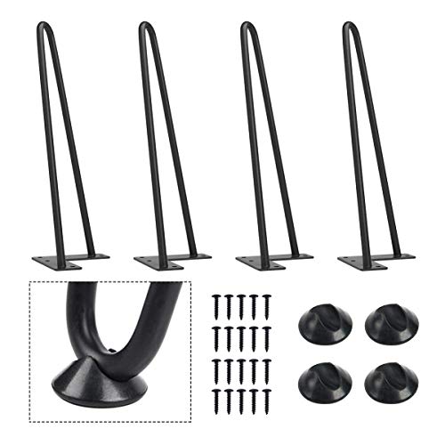 Image of JGS Iron Legs for Table of 4 Hairpin Legs for Furniture Set Table Height Extender Metal Legs for DIY Coffee Table Cast Heavy Duty Iron Desk Leg Stand 12 Inch