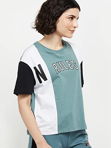 Image of Max Women Regular Fit Colourblock Round Neck T-Shirt