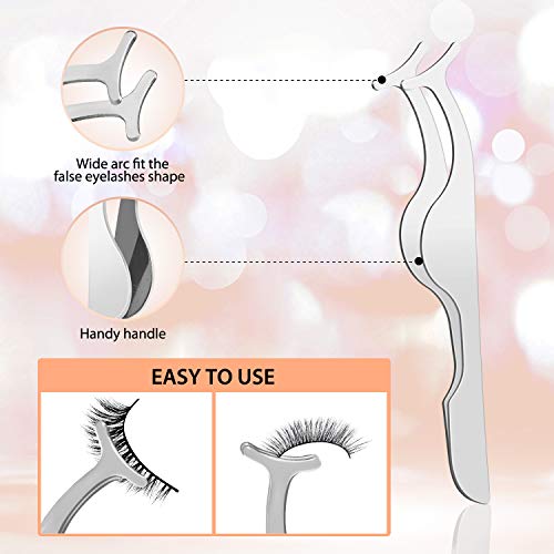 Eyelash Curler Tweezers Set, Terresa 4 in 1 Eye Lash Curler Kit with 4pcs Eyelash Curler Refill Pads, Eyelash Extension Tweezers False Eyelash Applicator Tool for Women - Thumbnail 3