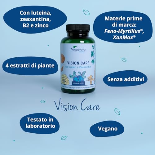 Vegavero Integratore OCCHI | 120 capsule | con Luteina, Zeaxantina, Mirtillo Nero, Vitamina A, B2 e Zinco | Salute della VISTA | Vegan - Immagine 5