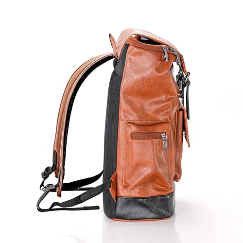 Image of LOGGIN 15.6 Inch Unisex Laptop Backpack for Men & Women | Premium Vegan Leather Water-Resistant Bag | Stylish Office, College & Travel Backpack with Anti Theft Design Multiple Pockets