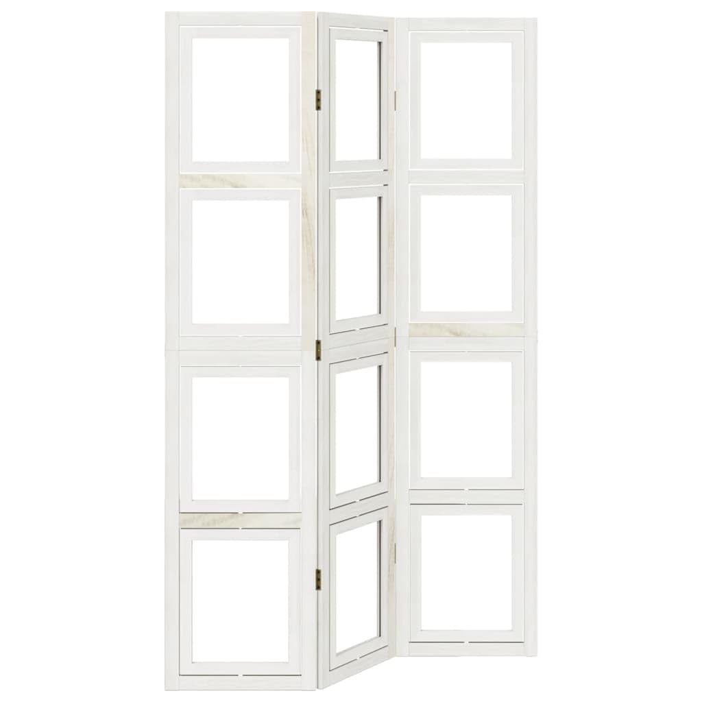 vidaXL Room Divider, Privacy Screen for Indoor Home Bedroom Living Room, Screen Privacy Panel with 3 Panels, White Solid Wood Paulownia