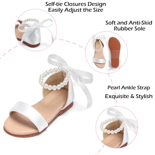 Image of PHIRAMIN Toddler Girl Sandals - Flower Girl Dress Shoes Open Toe Little Kid Wedding Party