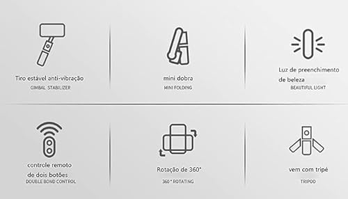 Estabilizador de celular Gimbal L09 anti-vibração e rotação constante de 360° com tripé de luz de pr