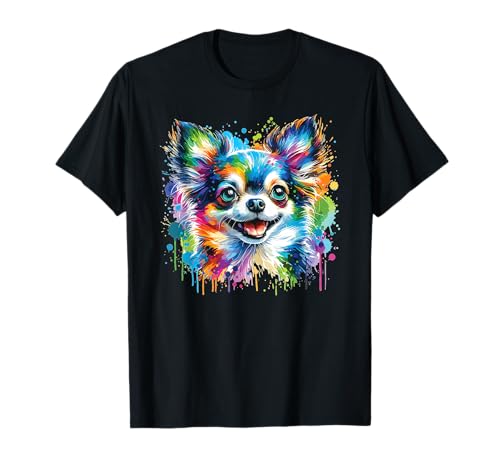 Wasserfarben Farbenfroher Chihuahua Hunde T-Shirt