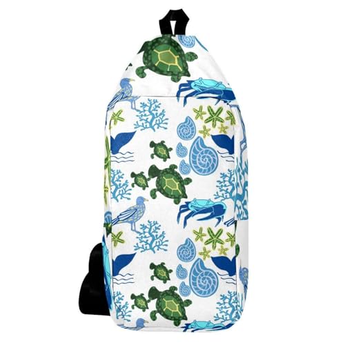 Sac à dos à bandoulière homme femme mini sac poitrine tortue verte multicolore