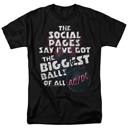 AC DC Big Balls Lyrics Dirty Deeds Done Dirt Cheap Album T Shirt & Stickers (Medium) Black