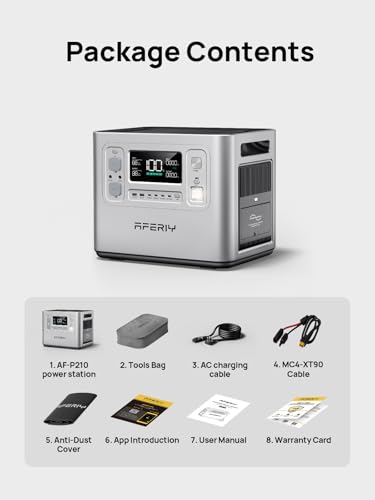 AFERIY 2400W Portable Power Station, 2048Wh Solar Generator Control Via App, LiFePO4 Battery Quick Charge in 1.5H, 240V AC Outlets, 13 Outputs for Home Emergency/Camping/RV