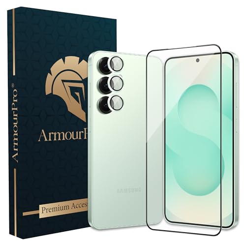 Image of ArmourPro Military-Grade Tempered Glass Compatible with Samsung Galaxy S25 5G (6.2 Inch) with Mint Camera Ring Protector & Installation Kit | Edge to Edge Coverage