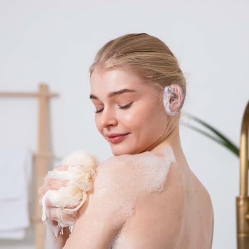 Apausvcm 100Stück Klare Dusche Ohr Abdeckung,Transparente Ohrenschützer,Wasserdichte Ohrbedeckungen,Kunststoff Ohrenschutz mit Elastischen Bänder,für Dusche Spa Zuhause Hotel Friseursalon Haarfärbung