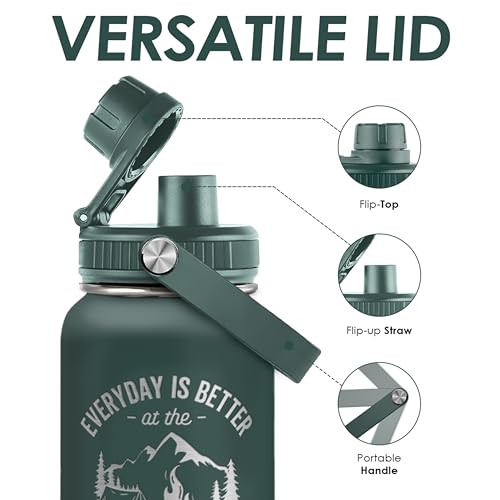 Image of Camping Insulated Stainless Steel Water Bottle 32oz, Everyday is Better with the Campsite, Vacuum Chug Lid Travel Tumbler for Men Friends Dad Brothers Camping Lovers, Gift for Birthday Christmas