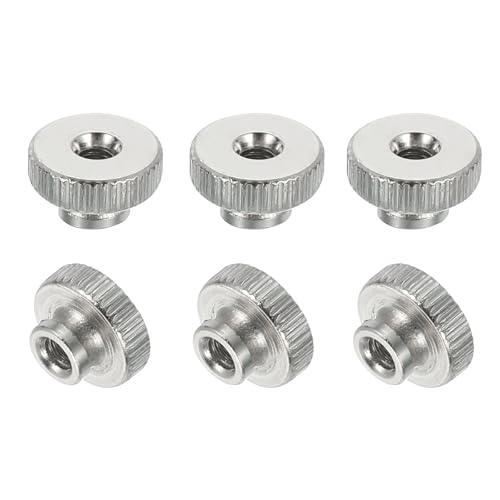 MECCANIXITY 6Pcs Knurled Thumb Nuts, M3x7mm Carbon Steel Nut Iron Round Knobs Fasteners High Head Through Hole Hand Screw Nut for 3D Printer Part Machine, Silver